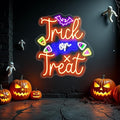 Trick or Treat Neon Sign, Halloween Decorations, Night Light by Mingxigo