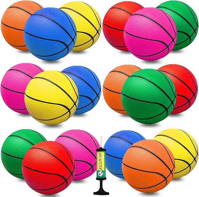 18Pcs 5" Mini Basketball Balls Bulk Small Basketball Set, PVC Small Basketball by Oleitodh
