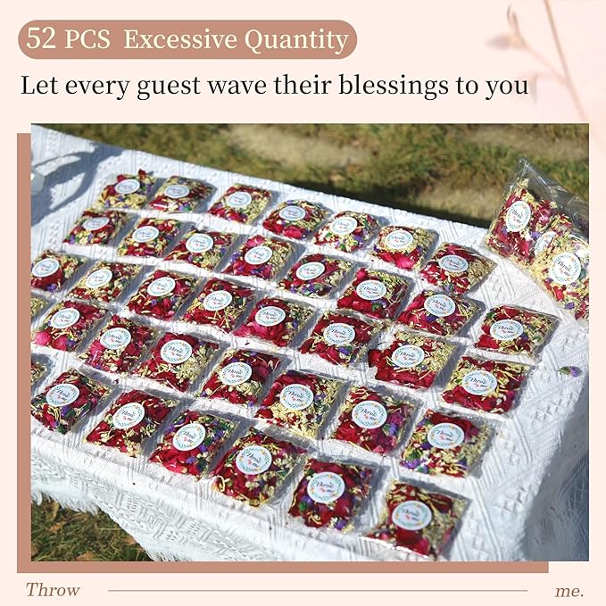 Oning 52 Pack Mix Biodegradable Confetti, Dried Flower Petals, Real Rose Petals - Image 4