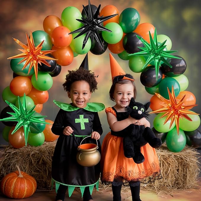 Black Green Orange Star Balloons - Image 4