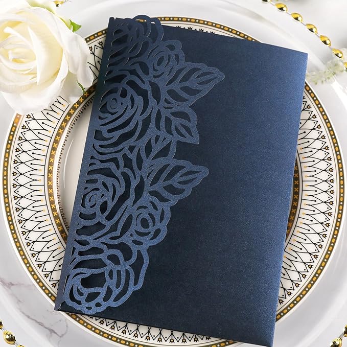 50pcs 250GSM Tri-Fold Wedding Invitations - Image 4