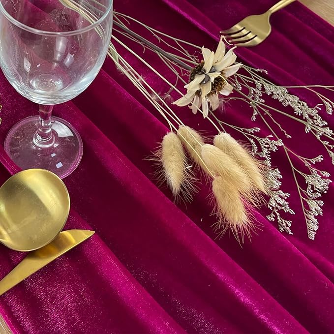 Luxurious Velvet Table Runner, 10ft Wedding Reception Decorations, 20x120inch - Image 6