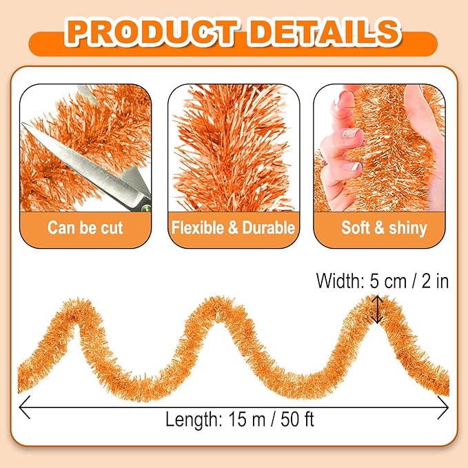 50 Feet Christmas Foil Fringe Banner Metallic Tassle Garland Metallic Backdrop - Image 2