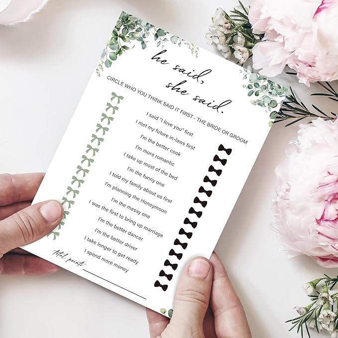 Eucalyptus Bridal Shower Game Cards - Image 3
