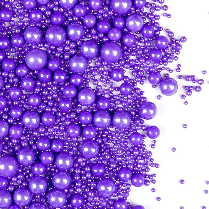 Purple Pearl Sprinkles for Cake Decorating, Edible Pearl Candy, 150g/5.29oz Mix by Joyvitas