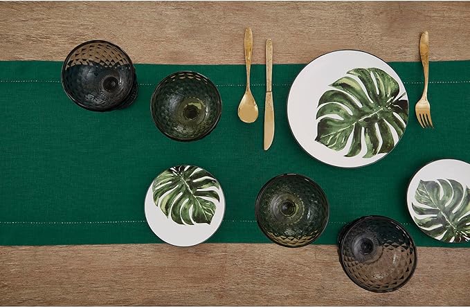 Solino Home Linen Rainforest Green Table Runner 144 Inches Long - Image 3