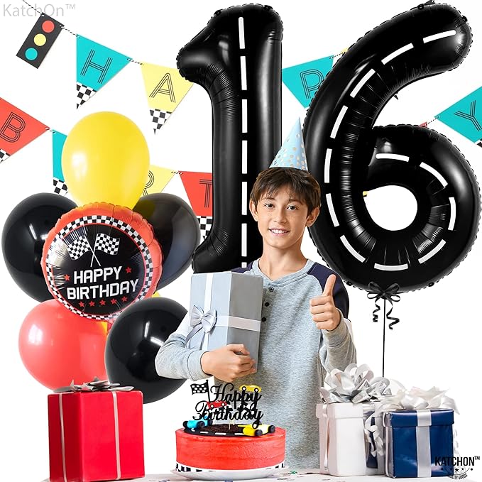 KatchOn, Giant Black 16th Birthday Balloons - Image 7