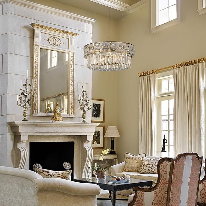 Crystal Chandelier, 16.5" 6-Light Gold Chandelier - Image 8