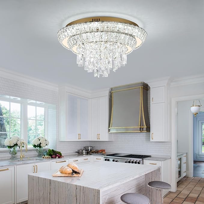 18 inch Crystal Gold Ceiling-Light Flush Mount - Image 5