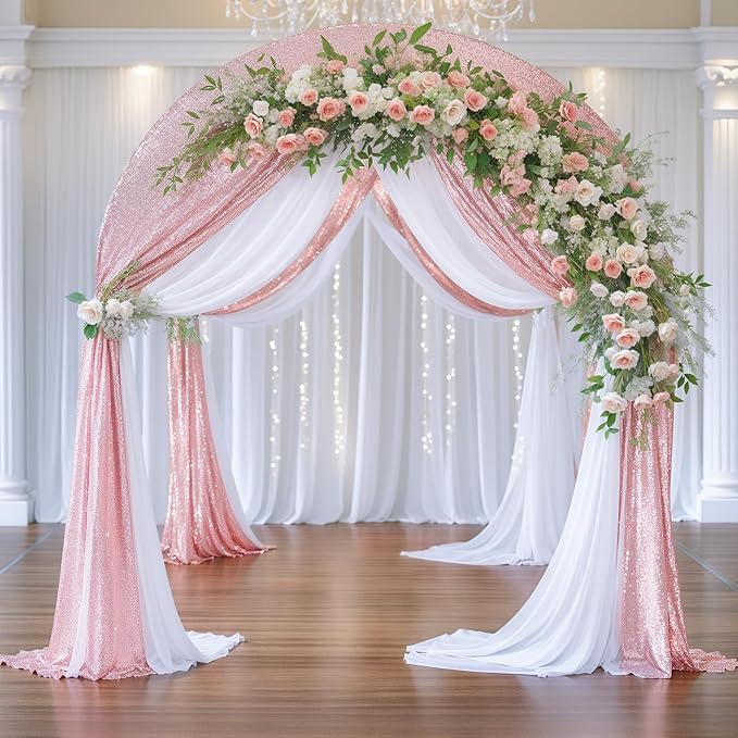Wedding Arch Draping Fabric, 1 Panel 28" x19ft White Arch Drapes & 1 Panel 16" - Image 7