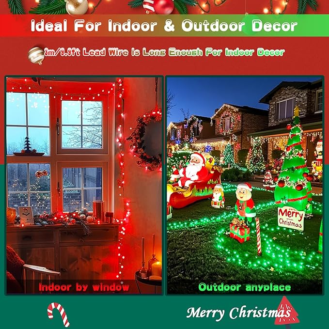 JMEXSUSS Red and Green Solar Christmas Lights Outdoor Waterproof, 2 Pack 100 - Image 3