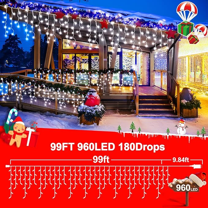 KNONEW 99ft 960 LED Christmas Lights Outdoor Decorations - Image 4