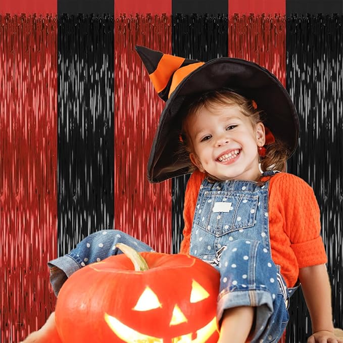 2 Pack Backdrop Curtains, 3.28 Ft x 6.56 FT Red Black Halloween Backdrop - Image 7
