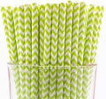 Pack of 900 Green Chevron Biodegradable 4-Ply Paper Drinking Straws by Stephanie+Imports