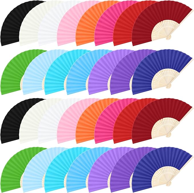MCEAST 30-Piece Silk Folding Fans by MCEAST