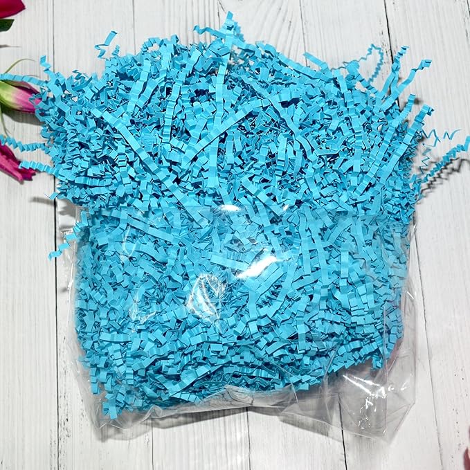 1 LB Lake Blue Crinkle Cut Paper Shred Filler Great - Image 2
