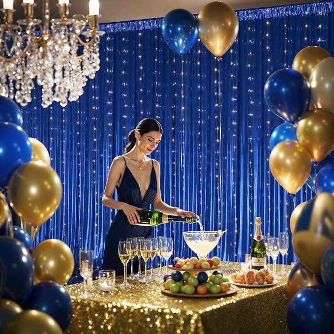 10x10 ft Royal Blue Sequin Backdrop Curtain Panels - Image 6