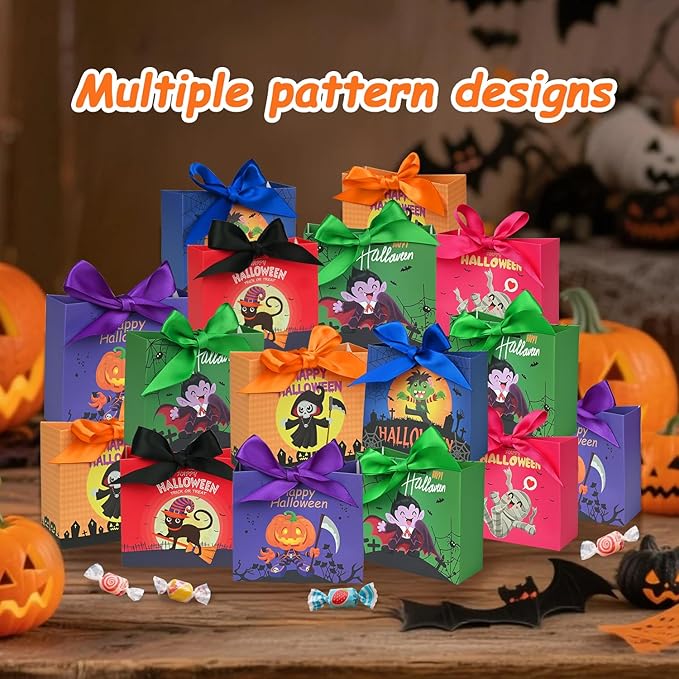 24PCS Halloween Goodies Bags, Trick or Treat Candy Gift Paper Bags Bulk - Image 5