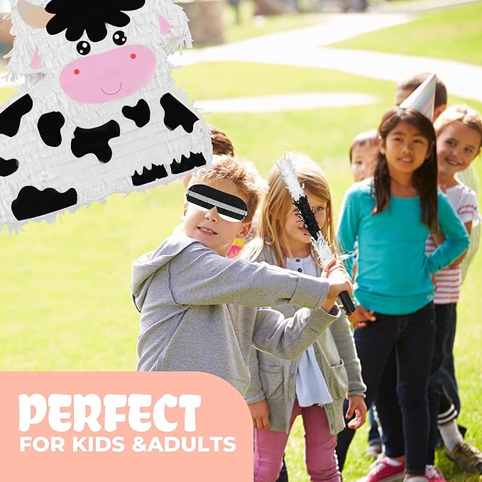 Milk Cow Pinatas Bundle with a Blindfold and a Bat, Mexican Theme Parties - Image 6