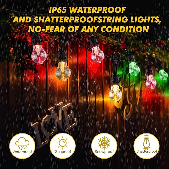 Solar Outdoor RGB String Lights, 48FT Dimmable Patio Lights - Image 4