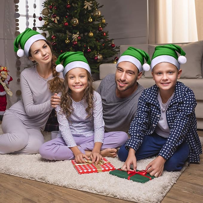 SATINIOR 12 Pieces Santa Hats Christmas Non Woven Fabric Hat - Image 3