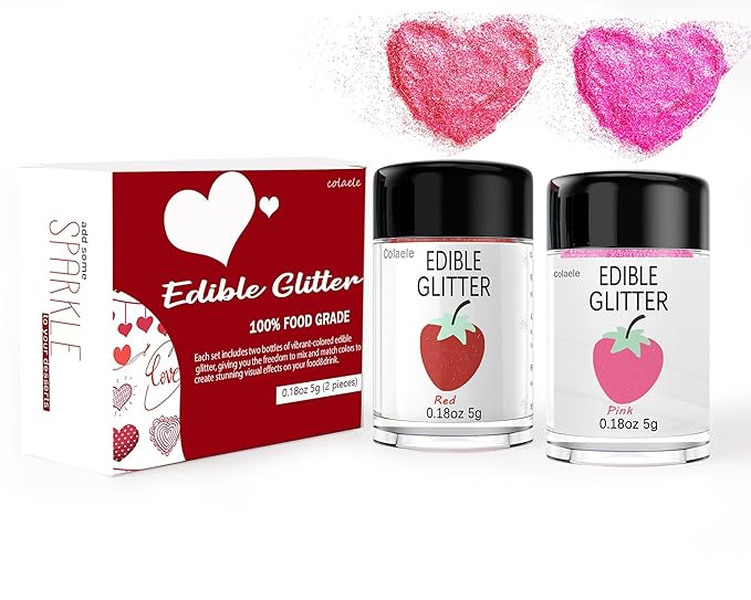 Red Pink Edible Glitter Glimmer Powder - Image 6