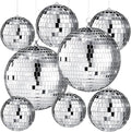 Haull 8 Pcs Large Disco Ball Set Silver Mirror Disco Reflective Ball by Kedauud
