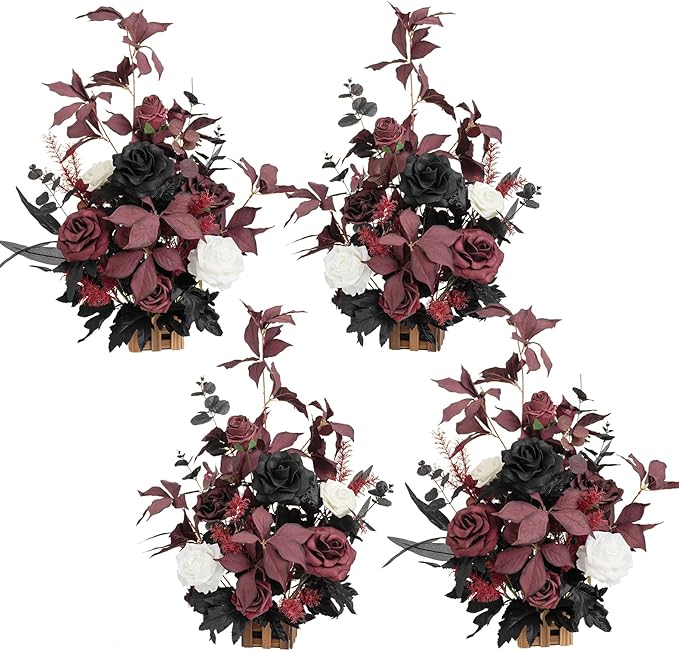 Ling's Moment 17.5" Tall Free Standing Artificial Flowers Arrangements 4 pcs by LingsMoment