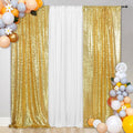 SquarePie Sequin Curtain 2 Panels 2FT x 8FT Gold Backdrop by SquarePie