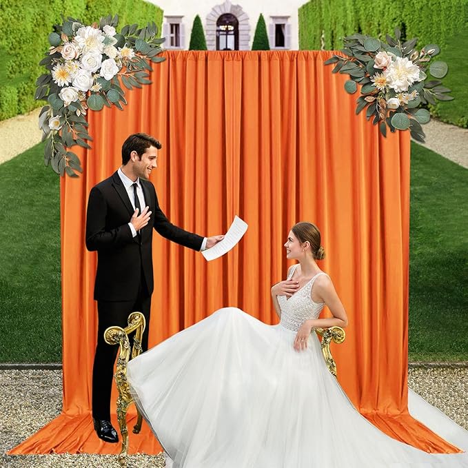 10ft x 10ft Orange Backdrop Curtains - Image 5
