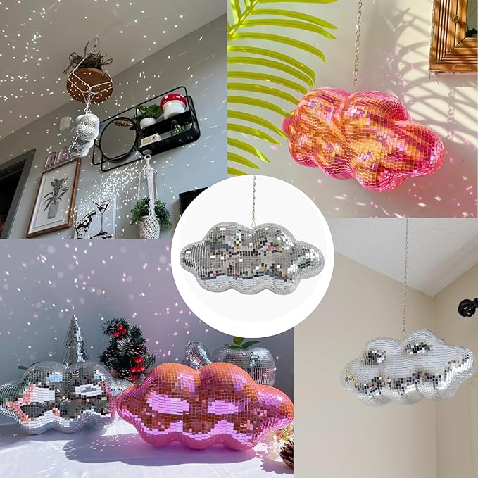 Disco Ball Cloud Shaped, Cute Hanging Party Mirror Decor - Image 2