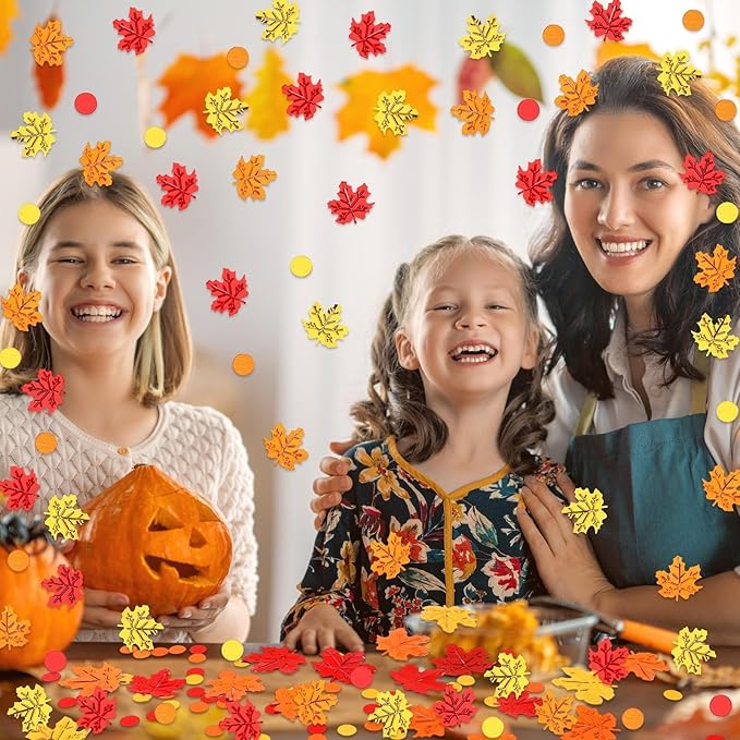 MARFOREVER Maple Leaf Fall Confetti, Thanksgiving Metallic Foil Confetti Autumn - Image 5