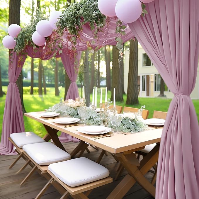 Wedding Arch Draping Fabric, 1 Panel 28" x 19Ft Dusty Rose Arch Drapes Sheer - Image 7