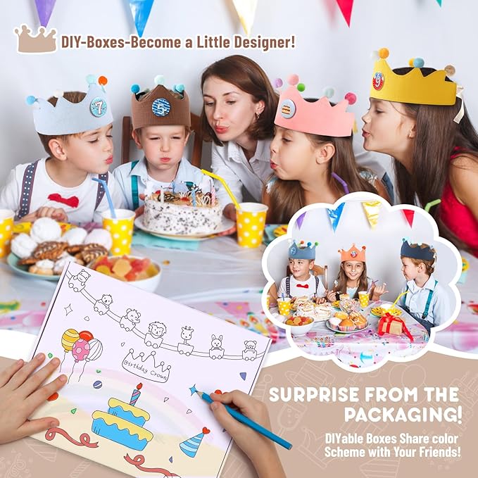 Reusable Birthday Crown with Numbers, Kids Birthday Hat Fabric Crown Pertain - Image 5