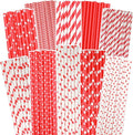 Red Paper Straws for Drinking Red Disposable Straws 150pcs Disposable Straws by Qiqee