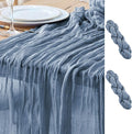 Asee'm 2pcs Cheesecloth Table Runner 120 Inches Dusty Blue Boho Gauze Cheese by Aseem