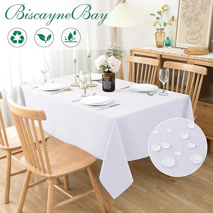 Biscaynebay Textured Fabric Tablecloths 70x108 Inches Rectangular, Wedding and - Image 2