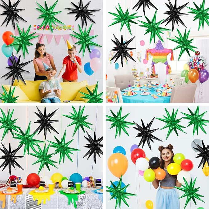 Black Green Star Balloons - Image 3