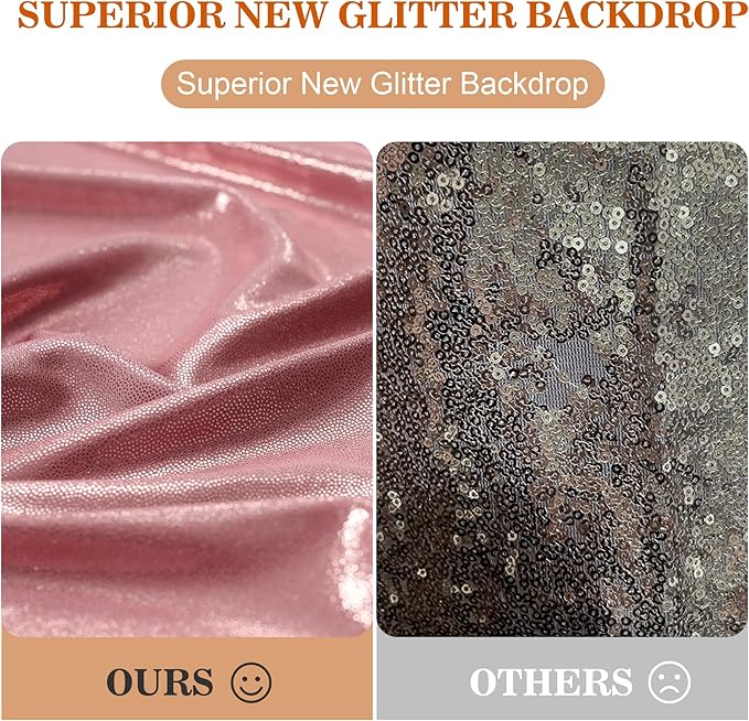 20x10ft Thick Rose Gold Glitter Backdrop Curtain Panels - Image 7