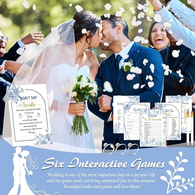Estune 331 Pcs Bridal Shower Games Supplies, 5 Sets 250 Pcs Wedding Games Cards - Image 7