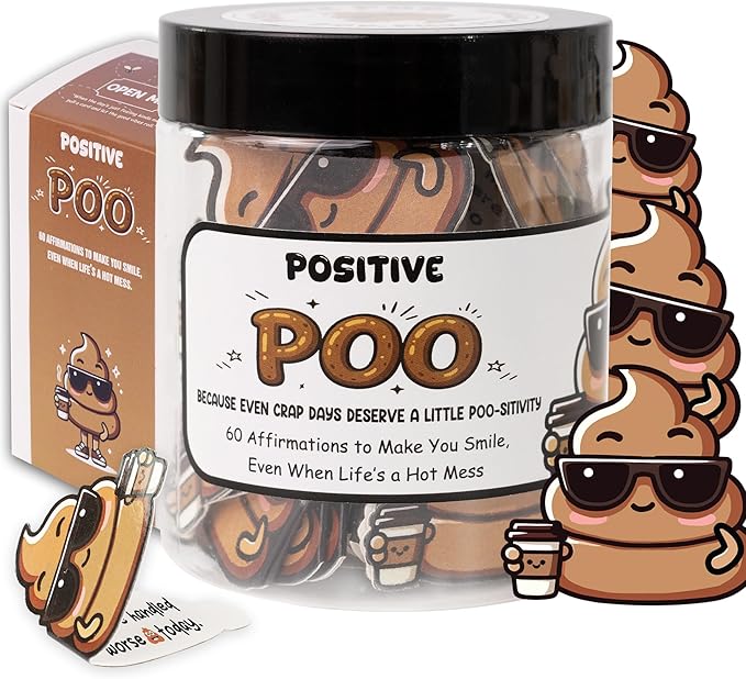 Positive Poo Jar – 60 Funny Affirmation Cards, Gag Gifts by KATINAT