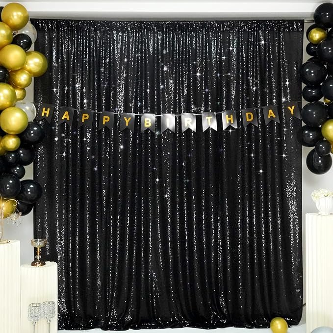 SquarePie Sequin Backdrop 6FT x 8FT Black Curtain Background - Image 8