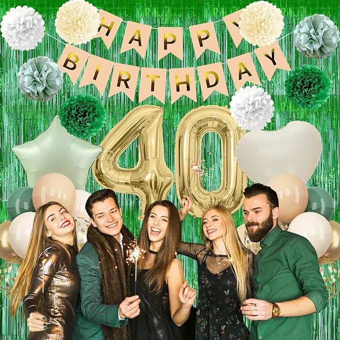 Sage Green 40th Birthday Decorations - Image 4