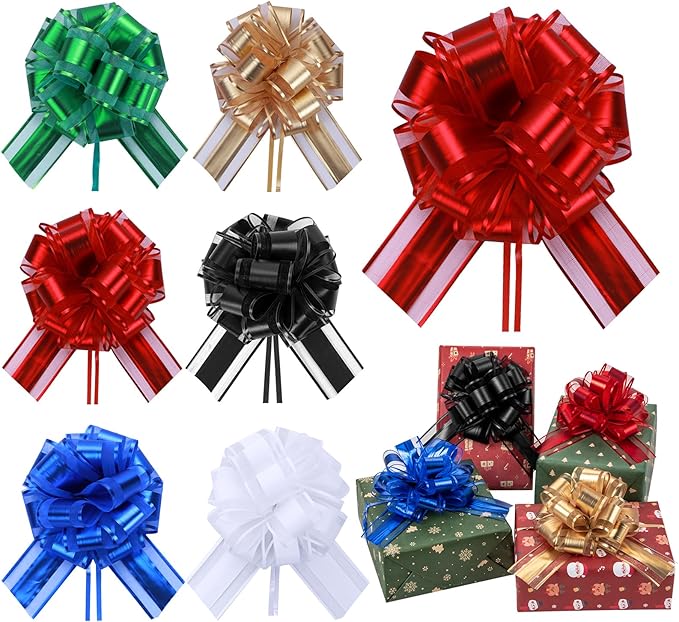 6 Pcs 6 Inch Red Pull Bows, Party Decorations, Crafts Easy-to-Use Pull Bows by Unknown