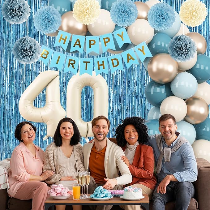 Dusty Blue 40th Birthday Party Decorations - Image 6