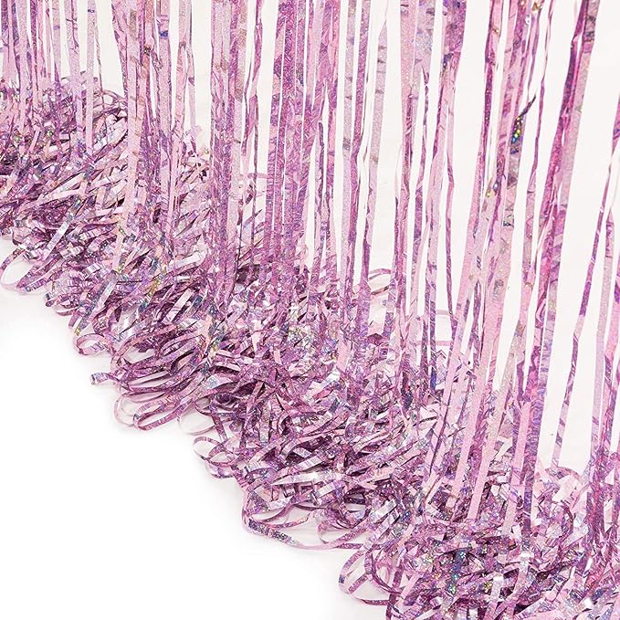 BRAVESHINE Pink Blue Tinsel Foil Fringe Curtains - Image 8
