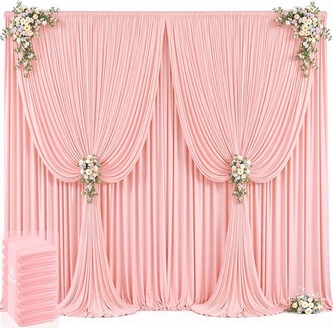 40ft x 12ft Blush Pink Backdrop Curtains Wrinkle Free Backdrop Curtain by Tao-GePartyDecorations
