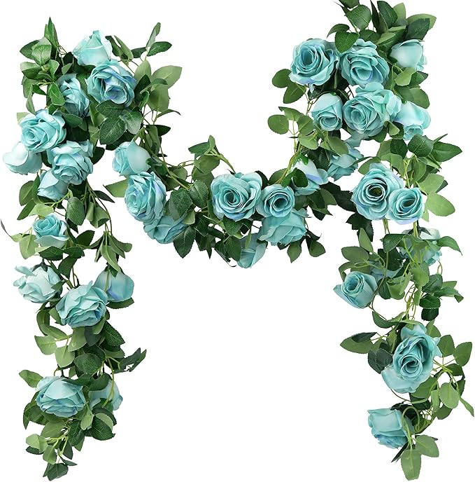 FiveSeasonStuff 29 Ft 4 Pack Rose Silk Flower Garland Artificial Flowers by FiveSeasonStuff