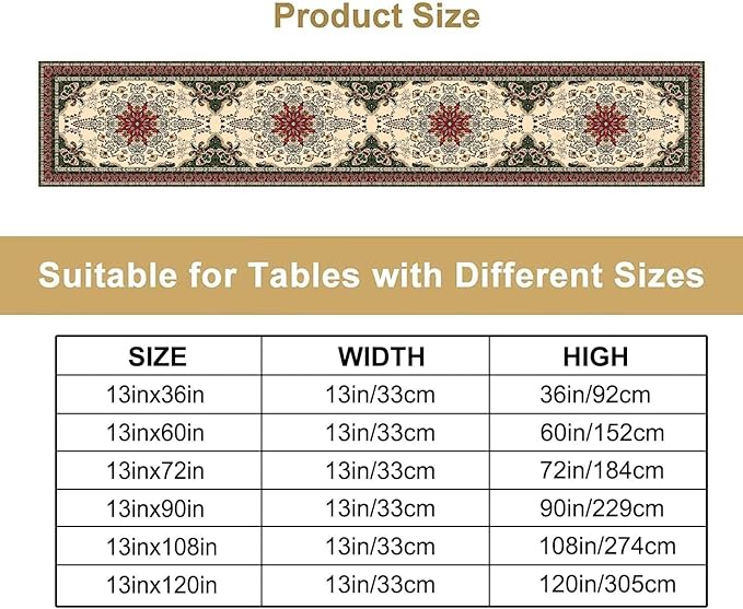 Vintage Paisley Bohemian Table Runner Beige Red Rustic Farmhouse Home Kitchen - Image 4