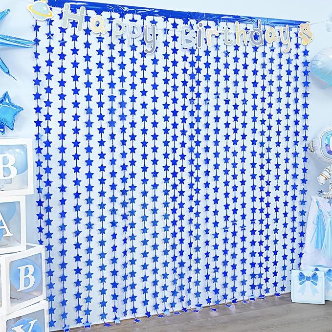 LOLStar 2Pack Blue Happy Birthday Party Decorations 3.3X6.6ft Each Navy Star - Image 8